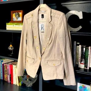 WHBM Tan Herringbone Blazer Size 14